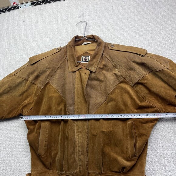 VTG Paris Sport Club Leather Jacket Brown Snake Skin Flight Bomber Padded M Read - Picture 9 of 16